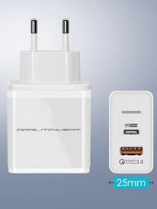 Зарядное устройство для телефона на 2 гнезда, Быстрая зарядка 35W адаптер QC 3.0/PD Орбита OT-APU61