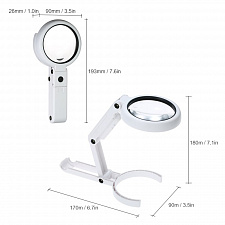 Лупа ручная, лупа настольная увеличительная с подсветкой Орбита OT-INL18