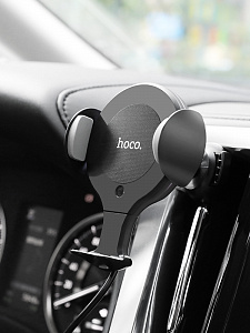 HOCO CA60 Черный Держатель для смартфонов + беспроводное ЗУ 10W (присоска, воздуховод)