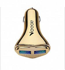 VEECLE HM-C13 MicroUSB/Type-C/iPhone ЗУ в прикуриватель USB + кабель (5B,2100mA)