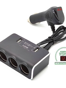 OLESSON 1639 Разветвитель авто (3 гнезда+2*USB)