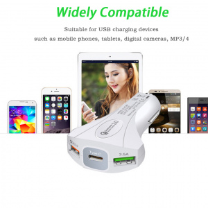 TDS TS-CAU34 Белый ЗУ авто USB (QC3.0,3500mA)