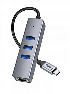 HOCO HB34 концентратор Type-C (3*USB 3.0, RG45) 1.5м