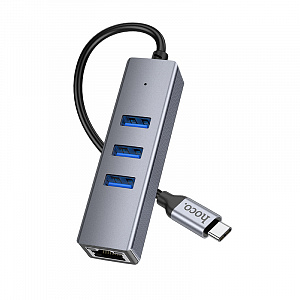 HOCO HB34 концентратор Type-C (3*USB 3.0, RG45) 1.5м