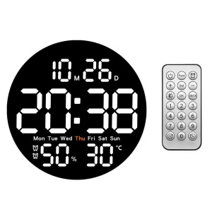 Часы настенные электронные с температурой, влажностью и пультом Орбита OT-CLW15 Белые