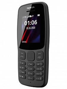 NOKIA 106 Черный телефон кнопочный (2G, 2SIM, TA-1114)
