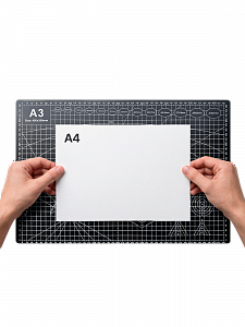 Коврик, мат для резки А3 (450х300 мм) двусторонний черный Орбита OT-OCC01