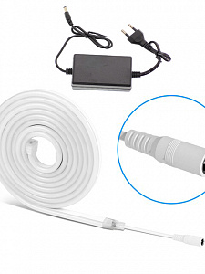 Светодиодная лента Неоновая 5м с адаптером питания IP65 Огонёк OG-LDL47 Белая