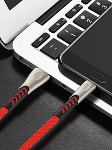 HOCO U48 Красный кабель USB 2.4А (microUSB) 1.2м