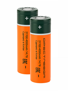 Аккумулятор 21700 высокотоковый, 4000мАч, плоский пин, 2шт Орбита