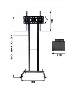 Стойка для телевизора напольная на колесиках до 55 дюймов Орбита OT-HOD21