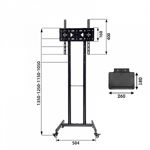 Стойка для телевизора напольная на колесиках до 55 дюймов Орбита OT-HOD21