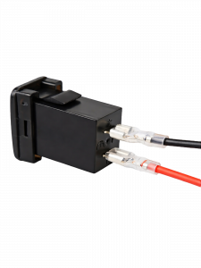 Розетка питания. Разъем в авто врезной на 2USB гнезда12-24В TDS TS-CAU47 Зеленая