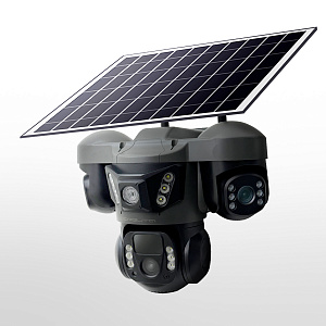 Камера видеонаблюдения 4G с сим картой уличная поворотная с солнечной панелью 2 Mp*3 Орбита OT-VNI68С