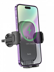 HOCO HW4 Черный держатель для смартфонов + беспроводное ЗУ 10W (в воздуховод)