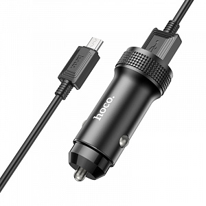 HOCO Z49 Черный ЗУ авто 2*USB + кабель Micro USB (5В,2400mA)