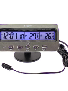 Часы автомобильные с подсветкой и термометром VST 7045