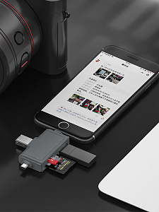 Картридер универсальный USB, Type-C, Lightning для карт памяти MICRO SD, SD Орбита OT-PCR27