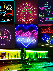 Светодиодная лента Неоновая 5м с адаптером питания IP65 Огонёк OG-LDL47 RGB