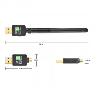 Wi-Fi + Bluetooth 5.0 адаптер для компьютера и ноутбука USB двухдиапазонный 5 Ггц и 2.4 Ггц 600 Мбит/с Орбита OT-PCB20