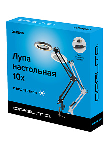 Лампа настольная с лупой и подсветкой для работы 10х Орбита OT-INL90 Белая