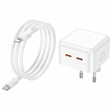 BOROFONE BA76A Белый ЗУ с 2*PD + кабель IOS Lighting - Type-C 1м (PD35W,3000mA)