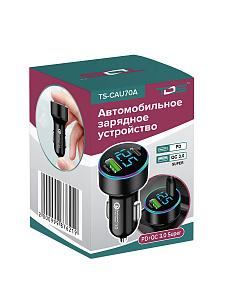 Автомобильное зарядное устройство, зарядка в прикуриватель PD/QC 3.0 TDS TS-CAU70A