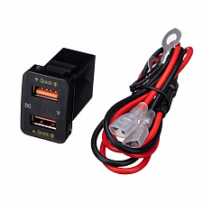 Розетка питания на 2 USB гнезда12-24В TDS TS-CAU56 Зеленая