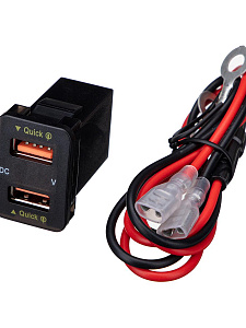 Розетка питания на 2 USB гнезда12-24В TDS TS-CAU56 Зеленая