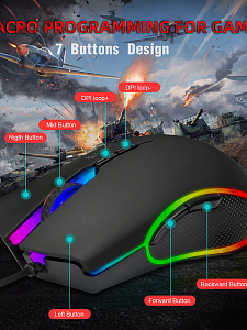 Орбита OT-PCM65 мышь проводная RGB (USB, 3200 dpi, оптическая, 7 кнопок)