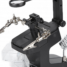 Третья рука для пайки с подсветкой, универсальный держатель на подставке с лупой 2 руки Орбита OT-INL48