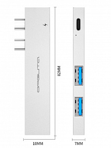 Орбита OT-PCR24 Серебро концентратор USB 2.0 (2*USB+Type-C)