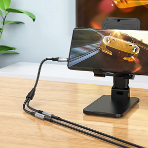 HOCO UPA21 кабель аудио (штекер Джек 3.5 мм на 2*гнезда 3.5мм) 25см 