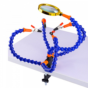 Третья рука для пайки с лупой 4 руки Помощник PM-INP23