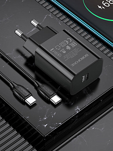 BOROFONE BA65A Черный ЗУ с TYPE-C + кабель Type-C - Type-C 1м (PD20W,3000mA)