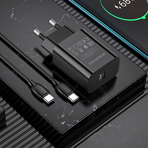 BOROFONE BA65A Черный ЗУ с TYPE-C + кабель Type-C - Type-C 1м (PD20W,3000mA)