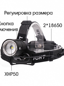 Патриот PT-FLG28 фонарь налобный (1L, 18650, ZOOM)