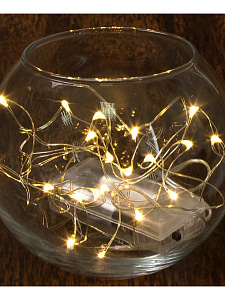 Огонек OG-LDG05 гирлянда LED Белая теплая (3м,2*AA) (УПАКОВКА 10ШТ)