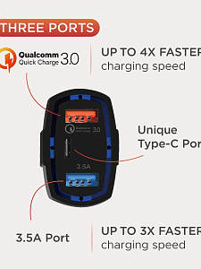TDS TS-CAU33 Черный ЗУ авто USB (QC3.0,3500mA)