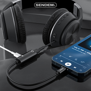SENDEM A08 переходник аудио (штекер Lightning - гнездо Lightning/гнездо Lightning) 14см
