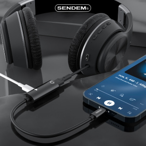 SENDEM A08 переходник аудио (штекер Lightning - гнездо Lightning/гнездо Lightning) 14см