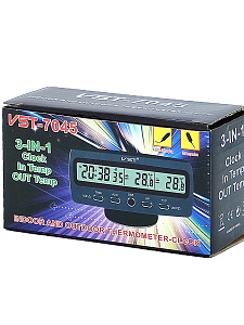 Часы автомобильные с подсветкой и термометром VST 7045