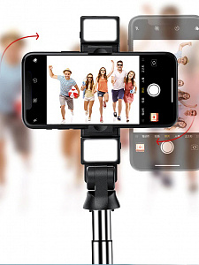 Орбита OT-SMH22 палка для селфи, трипод (198-740мм, пульт Bluetooth, LED)