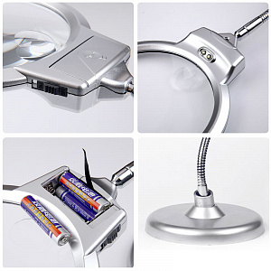 Лупа настольная с подсветкой на гибкой ноге Орбита INL50