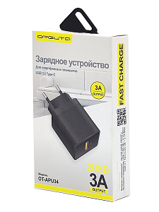 Зарядное устройство для телефона 15W адаптер на 2 гнезда Орбита OT-APU34 Черный