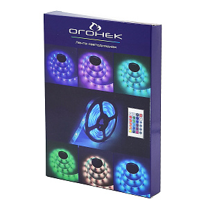 Огонек OG-LDL19 RGB светодиодная лента 1м (3*AA)