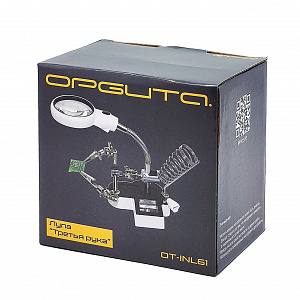 Третья рука для пайки, универсальный держатель на подставке с лупой 2 руки Орбита OT-INL61