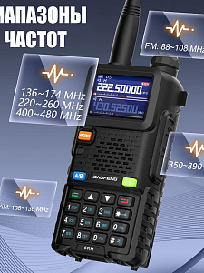 Рация Baofeng UV-5RM 10W с гарнитурой черная