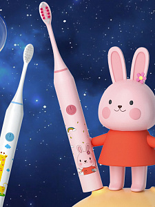 Электрическая зубная щетка детская ультразвуковая с насадками Огонёк OG-HBT02 Белая