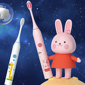 Электрическая зубная щетка детская ультразвуковая с насадками Огонёк OG-HBT02 Белая